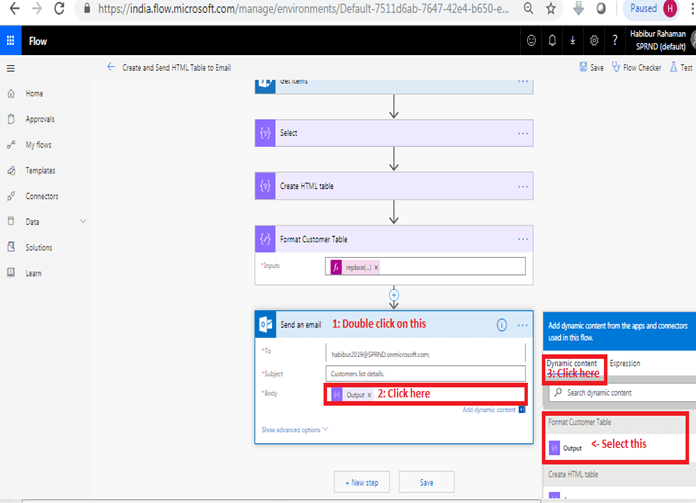 Create And Format HTML Table Using Microsoft Flow